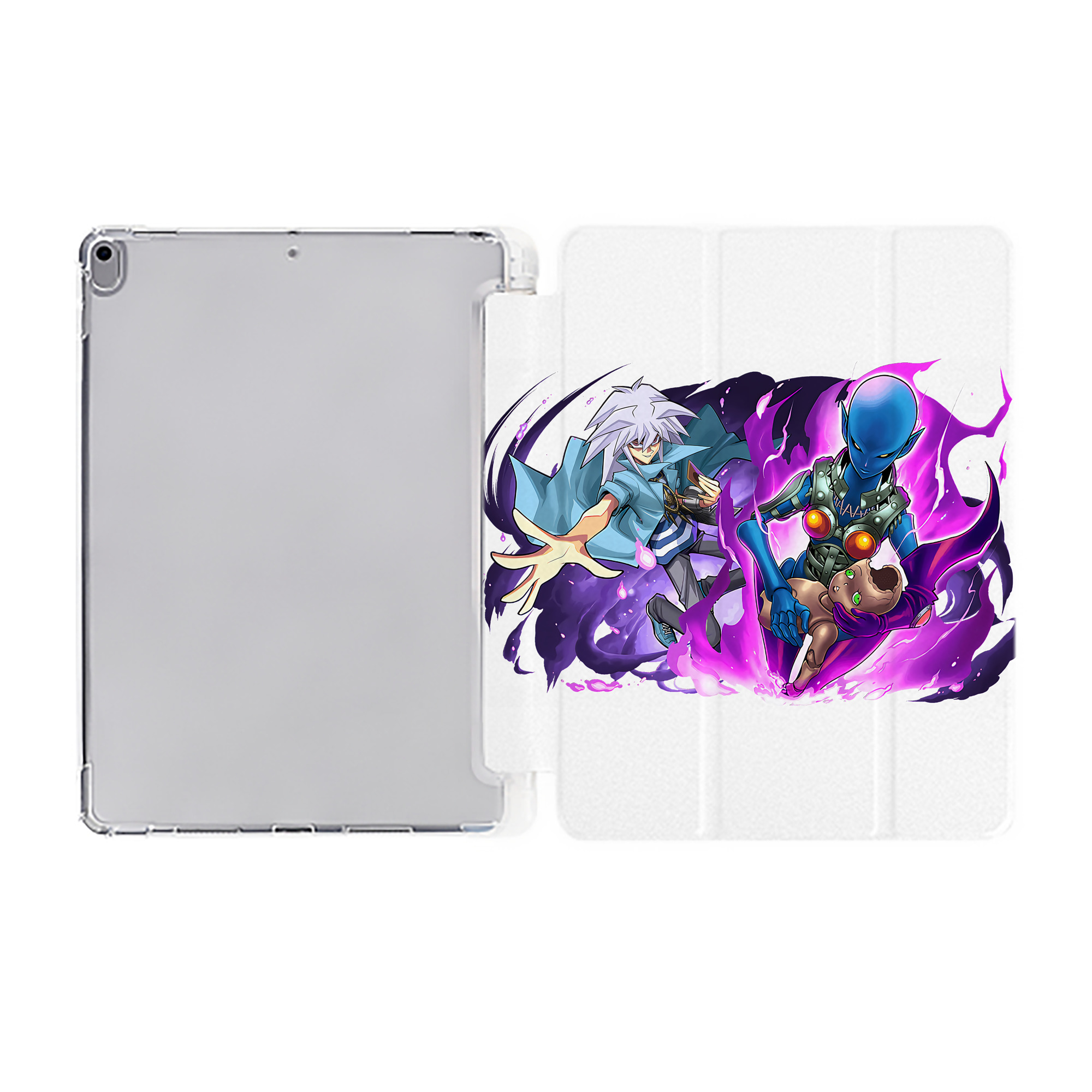 （画像用） 遊☆戯☆王 Yu-Gi-Oh! IPad ケース ペン収納付き 三つ折りスタンド PUレザー×シリコン 対応機種9.5/10.5/10.9インチ
